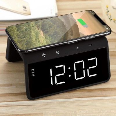 AVO+ Wecker + QI Wireless Charger mit Nachtlichtfunktion zwei Weckzeiten