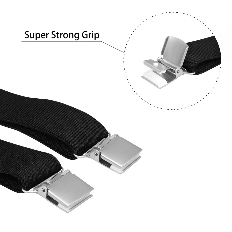 Buyless Fashion Suspenders for Men 48" Elastic Adjustable Straps 1 1/4" X Back - Image 2 of 4