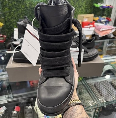 Rick Owens  High Top Jumbo Laced All black Size 12