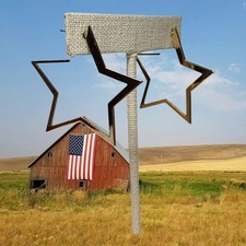 Post Star Hoop Earrings Gold Tone 1.5" Patriotic Celestial 4th of July