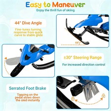 2 in 1 Kids Snow Racer Sled with Tow Rope 30 Steering and Dual