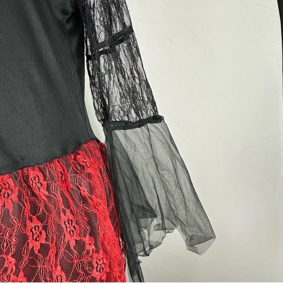 WONDERLAND COSTUME 儿童吸血鬼连衣裙黑色和红色紧身胸衣上衣 XL 码 — 第 3/4 张图片