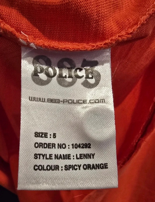 Police 883 Orange Lenny Pocket T-Shirt - Size 5 (L) image 6