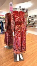 Oscar de la Renta Size Medium Red Print Pre-Owned Dress- Ladies