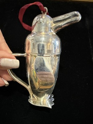 RESTORATION HARDWARE PENGUIN COCKTAIL SHAKER ~ SHINY CHROME METAL 4 