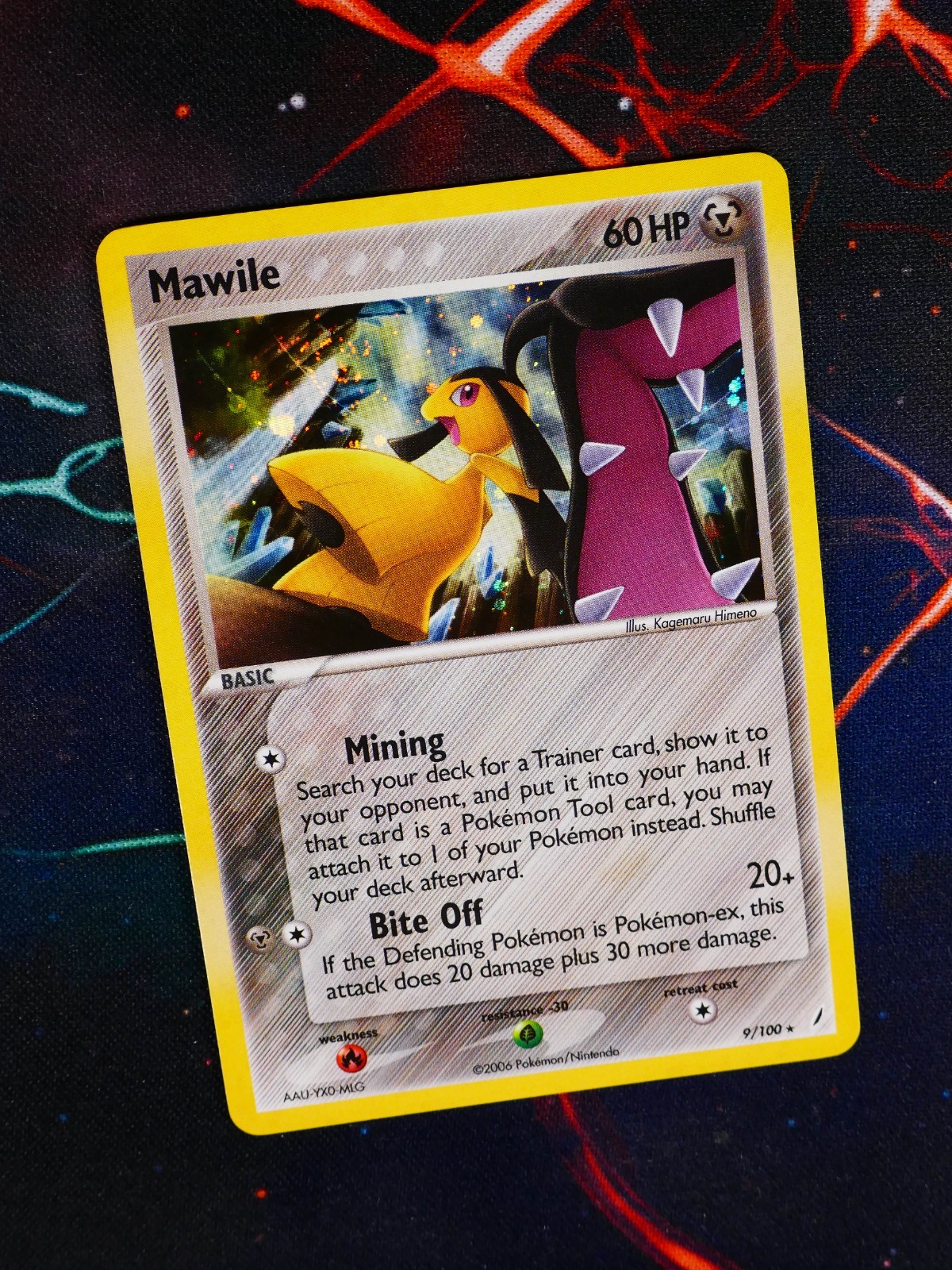LP Pokemon MAWILE Card EX CRYSTAL GUARDIANS Set #9/100 Holo Foil Rare SWIRL#2