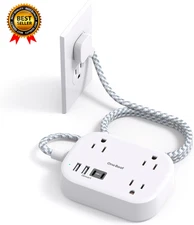 Cruise Essentials 2025 Travel Power Strip with USB C Flat Plug Extension Cord