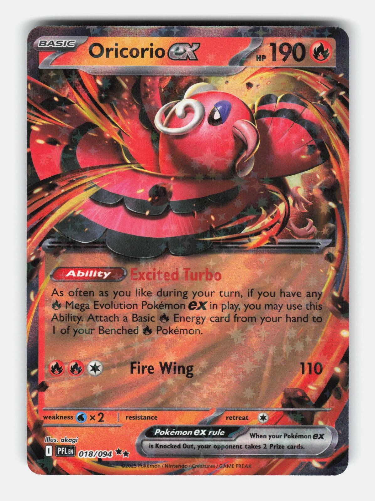Oricorio ex 018/094 Double Rare Phantasmal Flames Pokemon Holo Near Mint