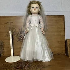 Vintage Sayco Bride Doll with Stand, Eyes Open & Close 26” Tall