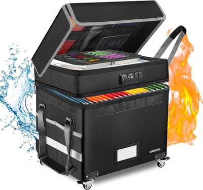 #ad #ad File Box with Lock Fireproof Document Box with Wheels Collapsible File ..... $94.87