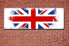 UNION JACK OUTDOOR BANNER / FLAGGE WASSERDICHT POSTER PVC SCHILD - MIT &Ouml;SEN