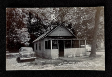 Postal RPPC Lake View Cottage Ramer's Resort Crooked Lake Cascade WI Cars 1955