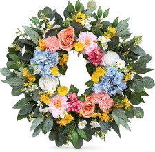 24/26 Inche Spring Wreaths for Front Door Multi Spring Floral Wreath Summer Wrea