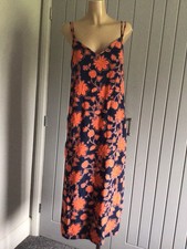 Ladies Sun Dress UK 8 Strappy Sleeveless Side Slits 43” L By Warehouse UNUSED