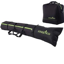 Ski  Boot Bag Combo  Store Skis Up to 200 CM Black with Green Trim Padded 