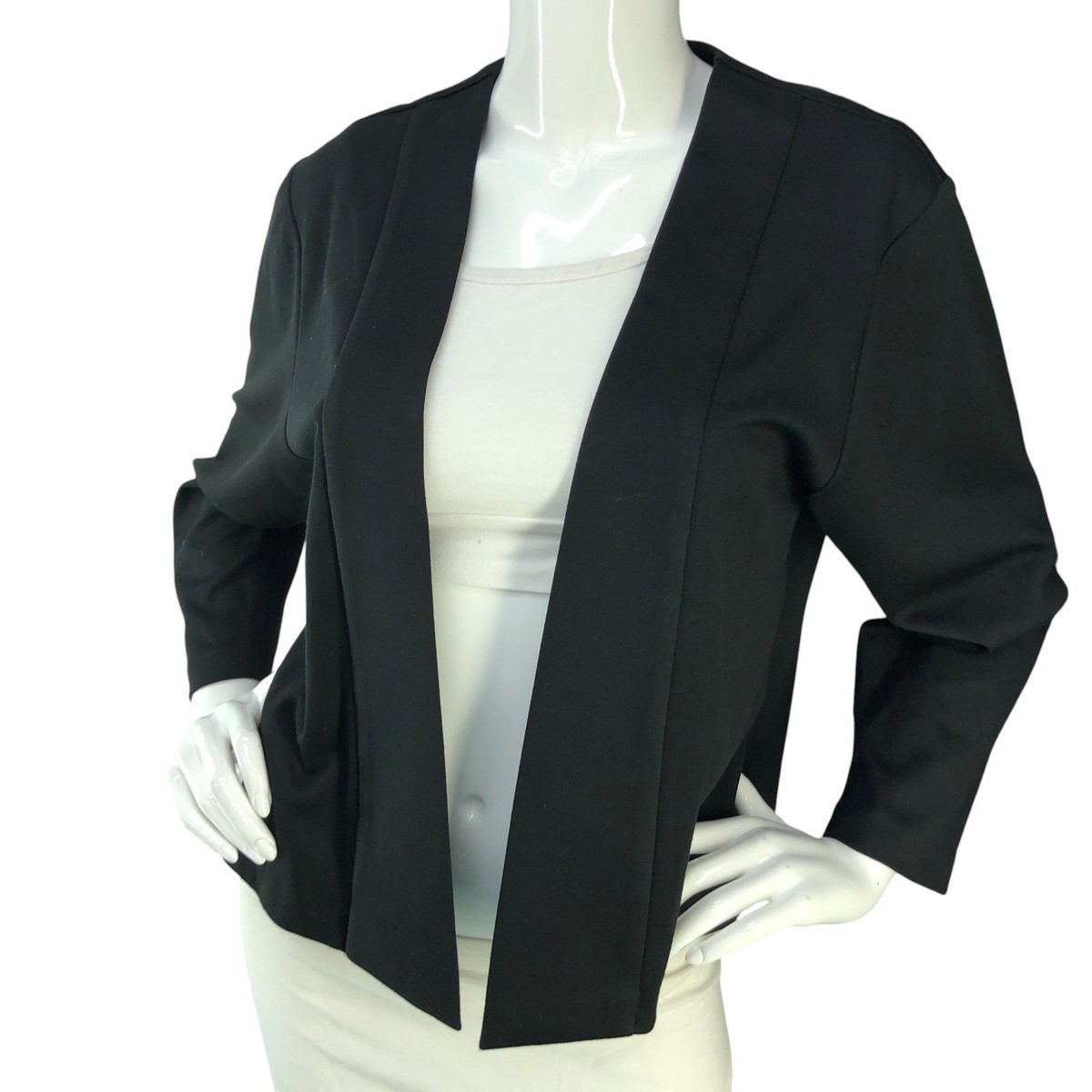 Sachiko Womens Size XXS Blazer Jacket Collarless Open Black | eBay