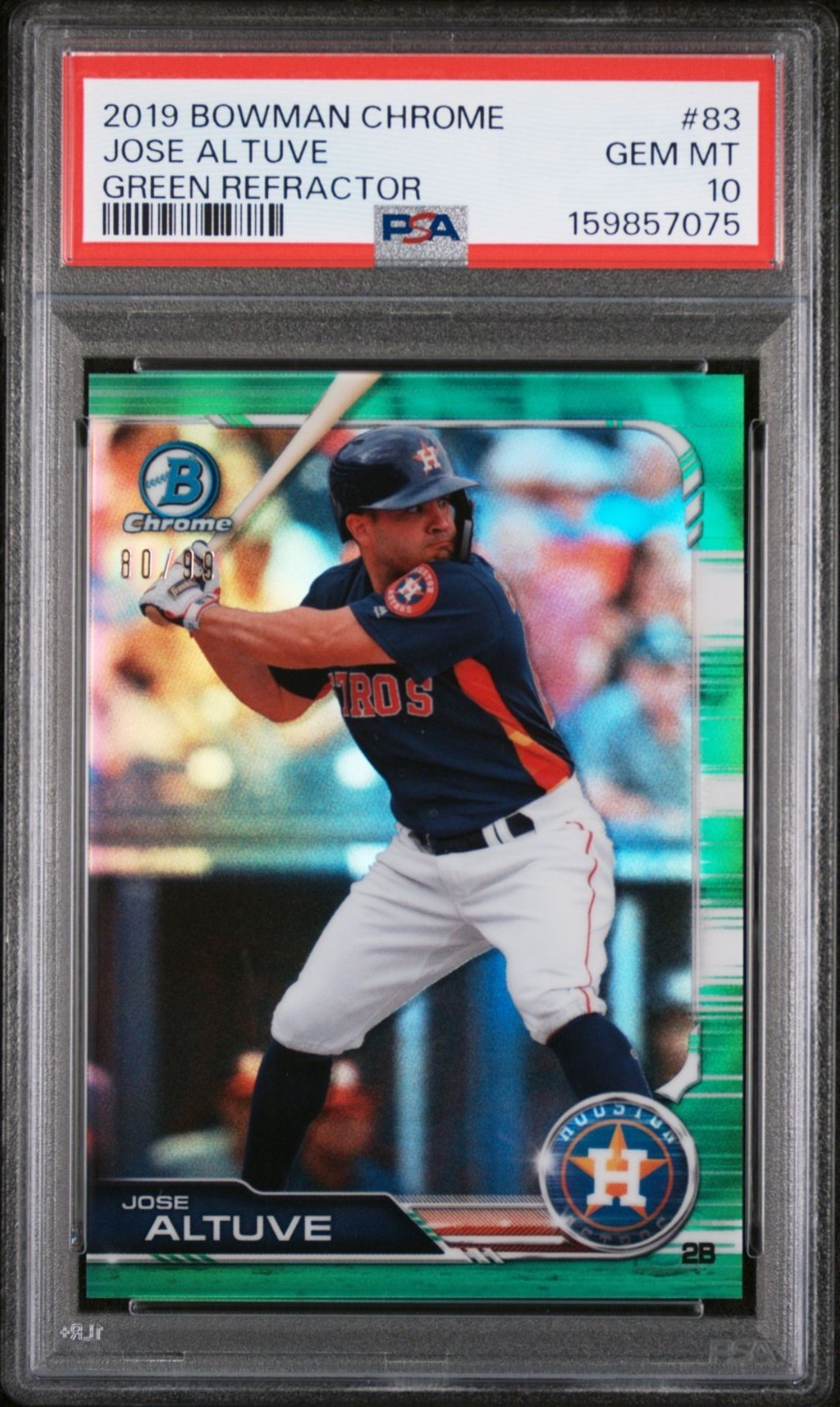 Jose Altuve 2019 Bowman Chrome #83 Green Refractor /99 PSA 10