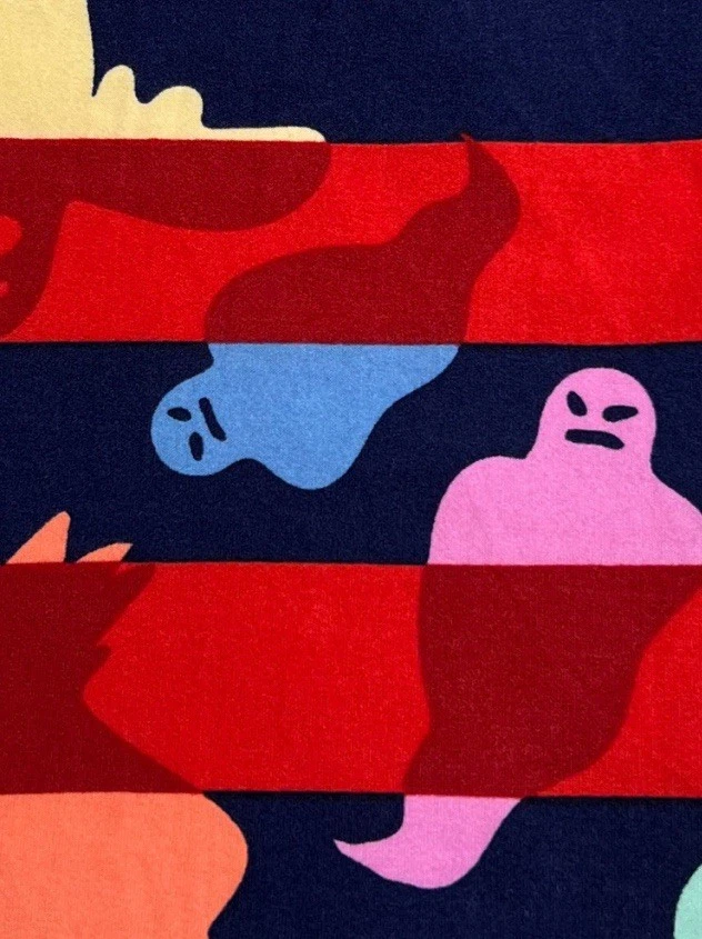 Leggings LuLaRoe TC alta curvilínea vermelha Halloween colorida listra fantasma ajuste elástico - Imagem 2 de 4