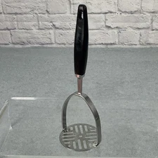 Vintage Ekco Potato Vegetable Masher Stainless Steel  Black Handle Made In USA