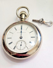 Antique 1882 Illinois Key Wind Pocket Watch Size 18s 11 Jewels- Runs- TRAIN CASE
