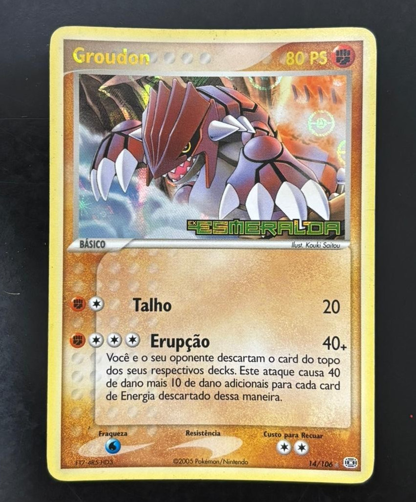 Groudon 14/106 EX Emerald Pokemon TCG Reverse Holo - Stamped - MP - Potuguese