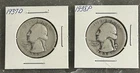 1937 D, 1938 P WASHINGTON QUARTERS, CIRCULATED, UNGRADED