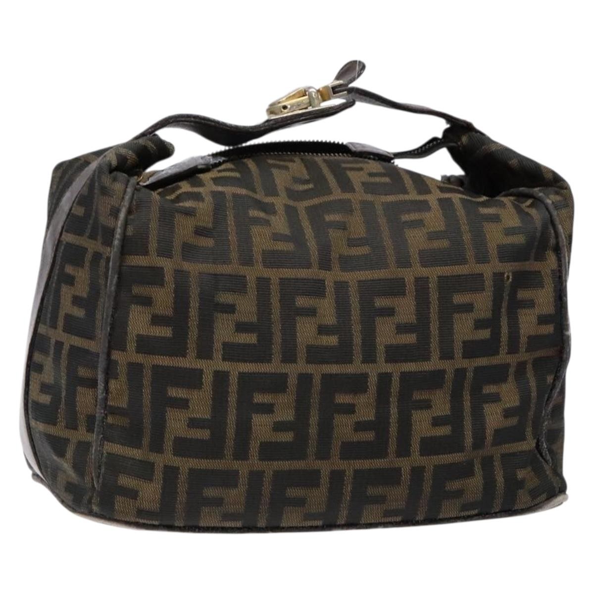 FENDI Zucca Canvas Vanity Pouch Black Brown Auth 139592 | eBay