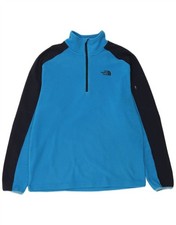 The North Face Mens Zip Neck Fleece Jumper Medium Blue Colourblock Dw19 The North Face Mens Zip Neck Fleece Jumper Medium Blue Colourblock Dw19