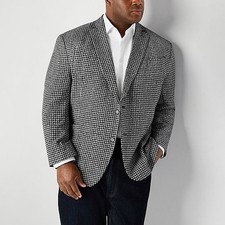 Stafford Mens navy check plaid Sport Coat Suit jacket sizes 44 to 50 S, R, L