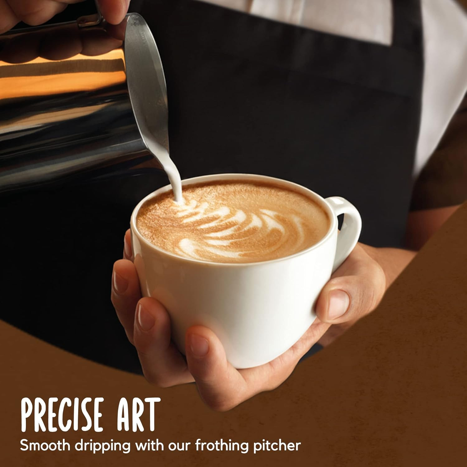 Milk Frothing Pitcher, 20OZ (600Ml)– Stainless-Steel Milk Frother Cup with Latte