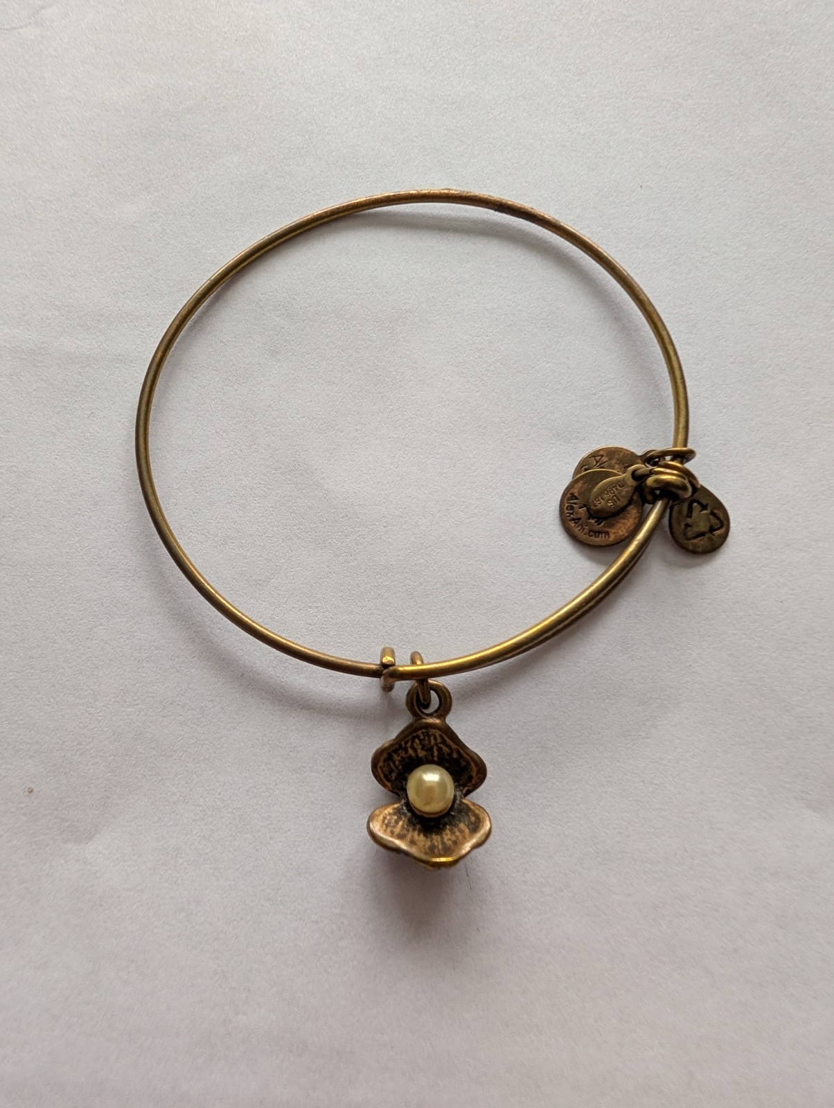 ALEX AND ANI Oyster with Pearl Women's Charm Bangle Bracelet GOLD