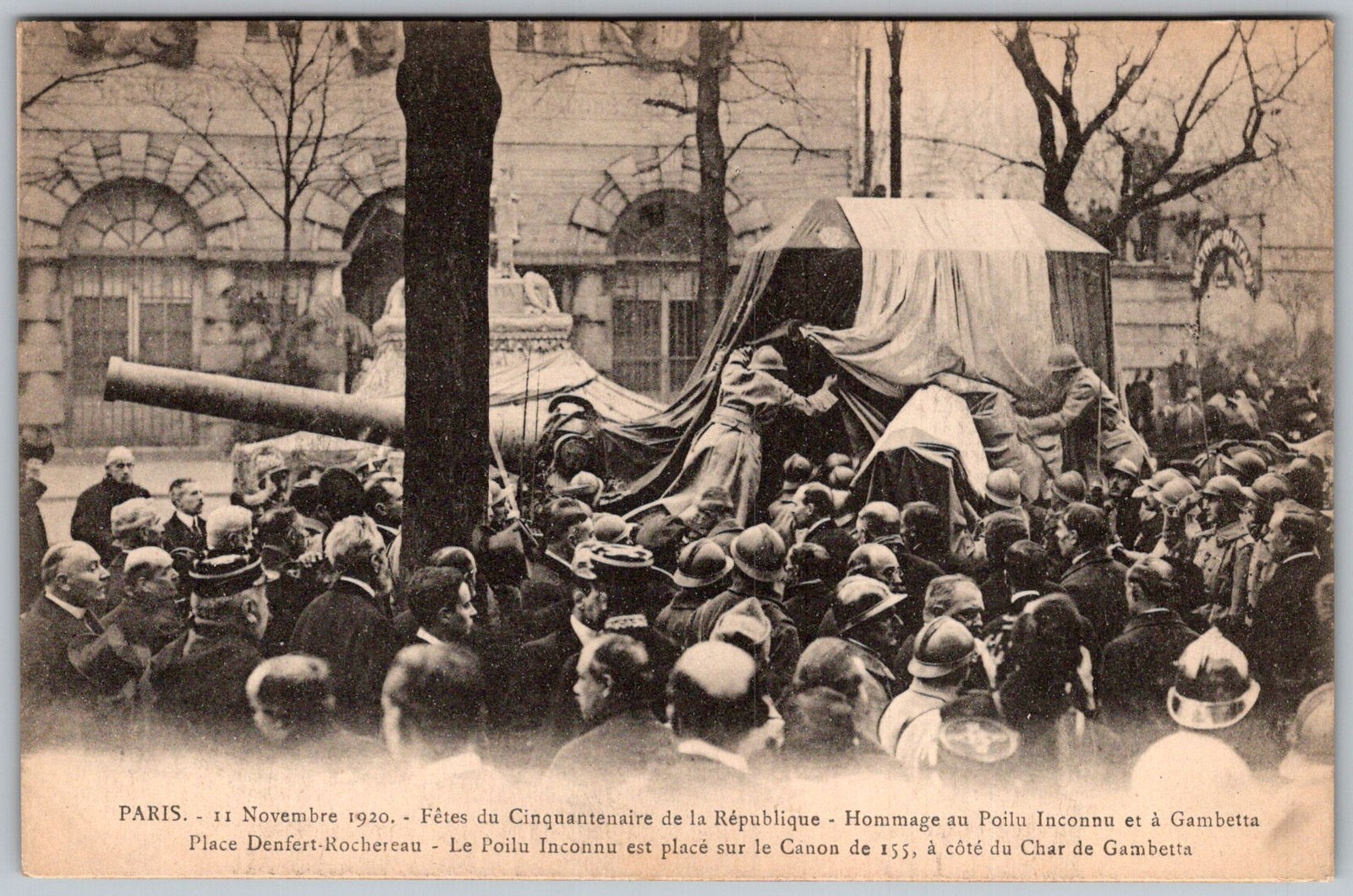 Antique Postcard Poilu Inconnu Gambetta Paris, Fr 1920s