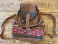 NEW Cognac Brown Suede Backpack Tapestry Hippie BOHO FREE SHIPPING