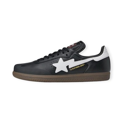 BAPE x Adidas Samba Originals Black White Gum JR9246 Unisex Sneakers