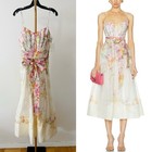 NWT $1600 Zimmermann Natura Organza Corset Floral Midi Dress (AU 3/US 10)