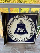 New England Telephone Telegraph Vintage Porcelain Sign RARE 16 x 16 Inches Metal