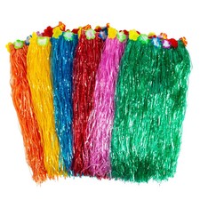 24" - 32" Adults Layered Rainbow Colored Hula Skirts - 6 Pc.