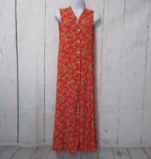April Cornell Dress S Small Orange Floral Maxi Prairie Cottagecore