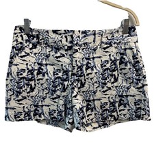 Calvin Klein Women s Chino Blue White Abstract Stretch Cotton Shorts 8