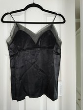 New Amy Lynn Black Silky Camisole With Sheer Trim Size Large Retail 75