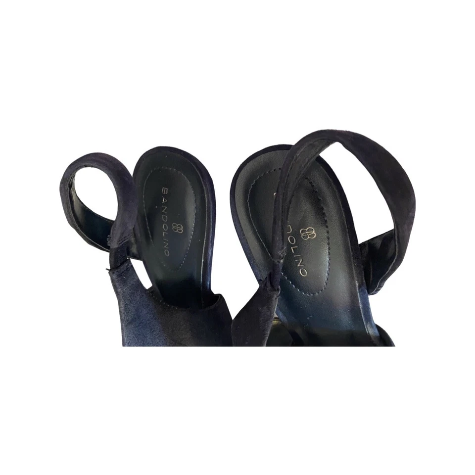 Bandolino Peep-Toe Suede Slingback Sandals Jasmine Black 8.5M Women's shoes - Image 2 of 4