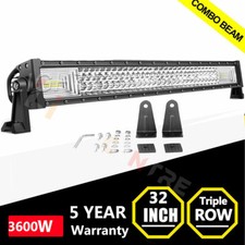 32 Inch Led Light Bar Tri Row Spot Flood Combo Truck Offroad 4wd Atv Suv Light