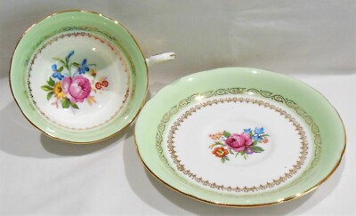 Royal Grafton England Bone China Cup & Saucer Set Mint Green #6722