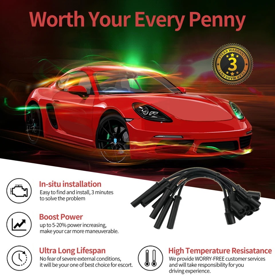 8mm Spark Plug Wire for 4.7L Dodge Ram 1500 Dakota Jeep Chrysler Aspen 671-8170 - Imagem 3 de 4