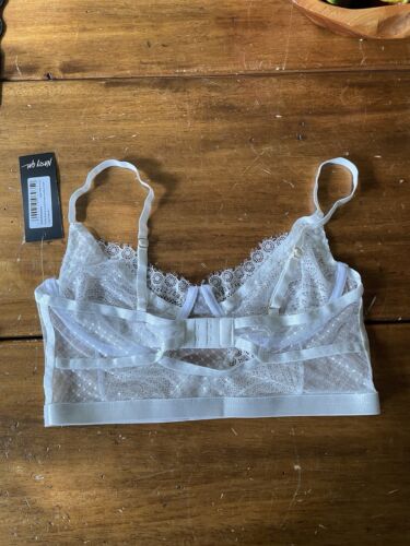 New NWT Nasty Gal White Sheer Lace Bra Bralette Size Large L - Picture 8 of 10