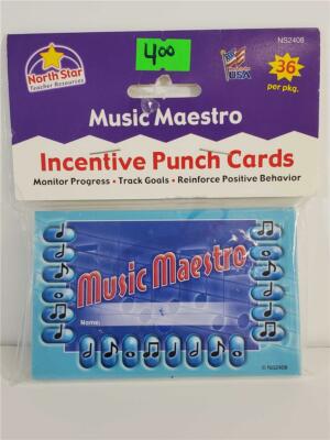 Music Maestro Incentive Punch Cards by North Star Teacher Resources pkg of 36