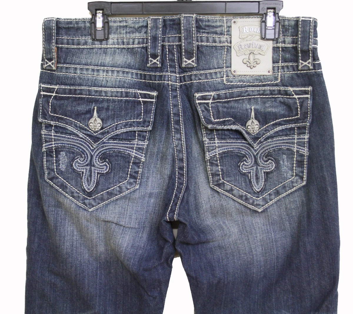 New Rock Revival Brand Jean Men s Straight leg Fleur Flap Pocket Anthony 8