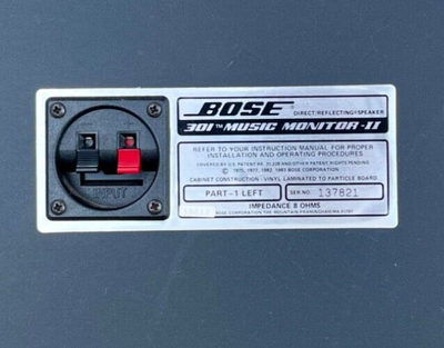 Vintage Bose 301 Music Monitor-II Direct/Reflecting Speakers 