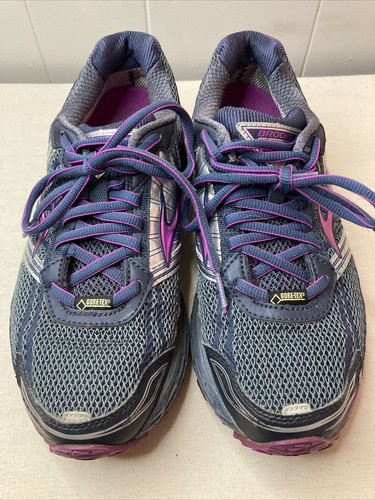 Brooks Womens Adrenaline Asr 11 GTX 1201661B541 Gray Purple Running Shoes Sz 7.5 - Afbeelding 1 van 8