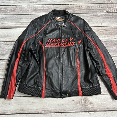 Harley Davidson Motorcycles Womens Size 2W Black Red Leather Biker